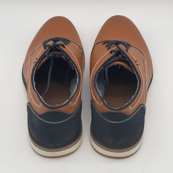 Oxford Shoes Men's Size 10 Brown Black Two Tone Lace Up Leather Comfort Casual - Picture 11 of 16
